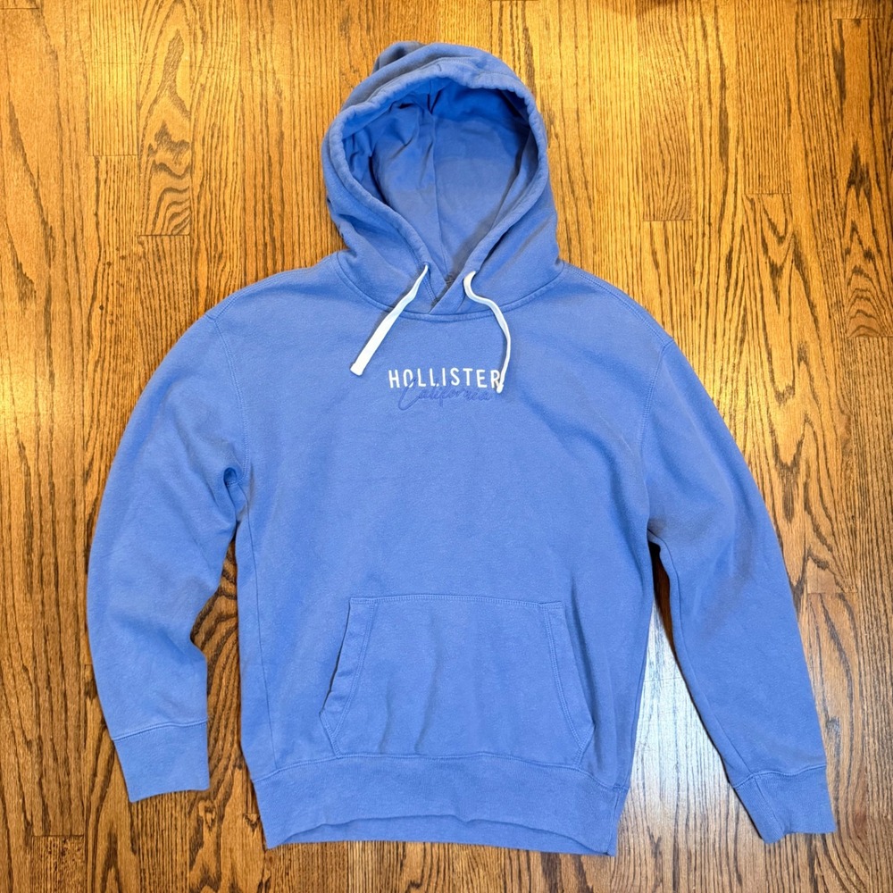 Hollister Must-Have Collection‎ Fleece Hoodie Embroidered Logo XS Blue